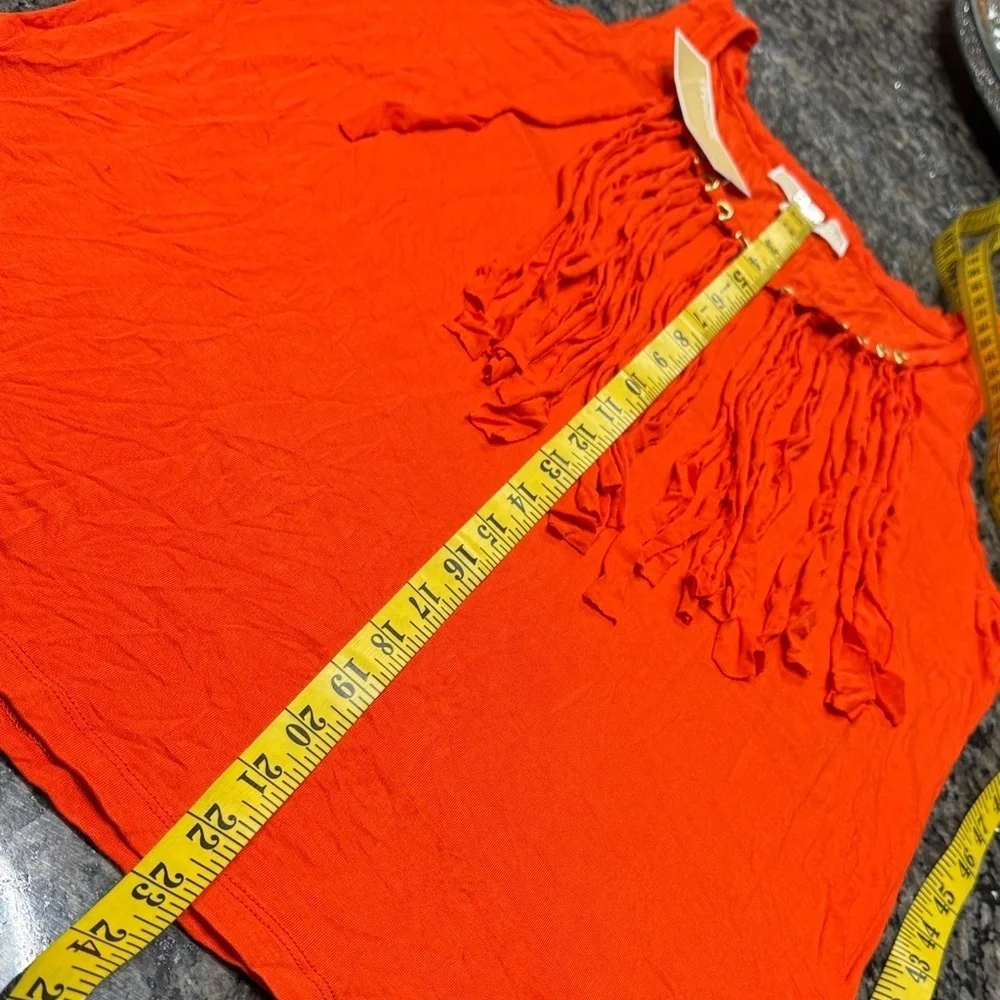 Michael Kors Orange Fringe Tank Top with gold accents NWT XL
